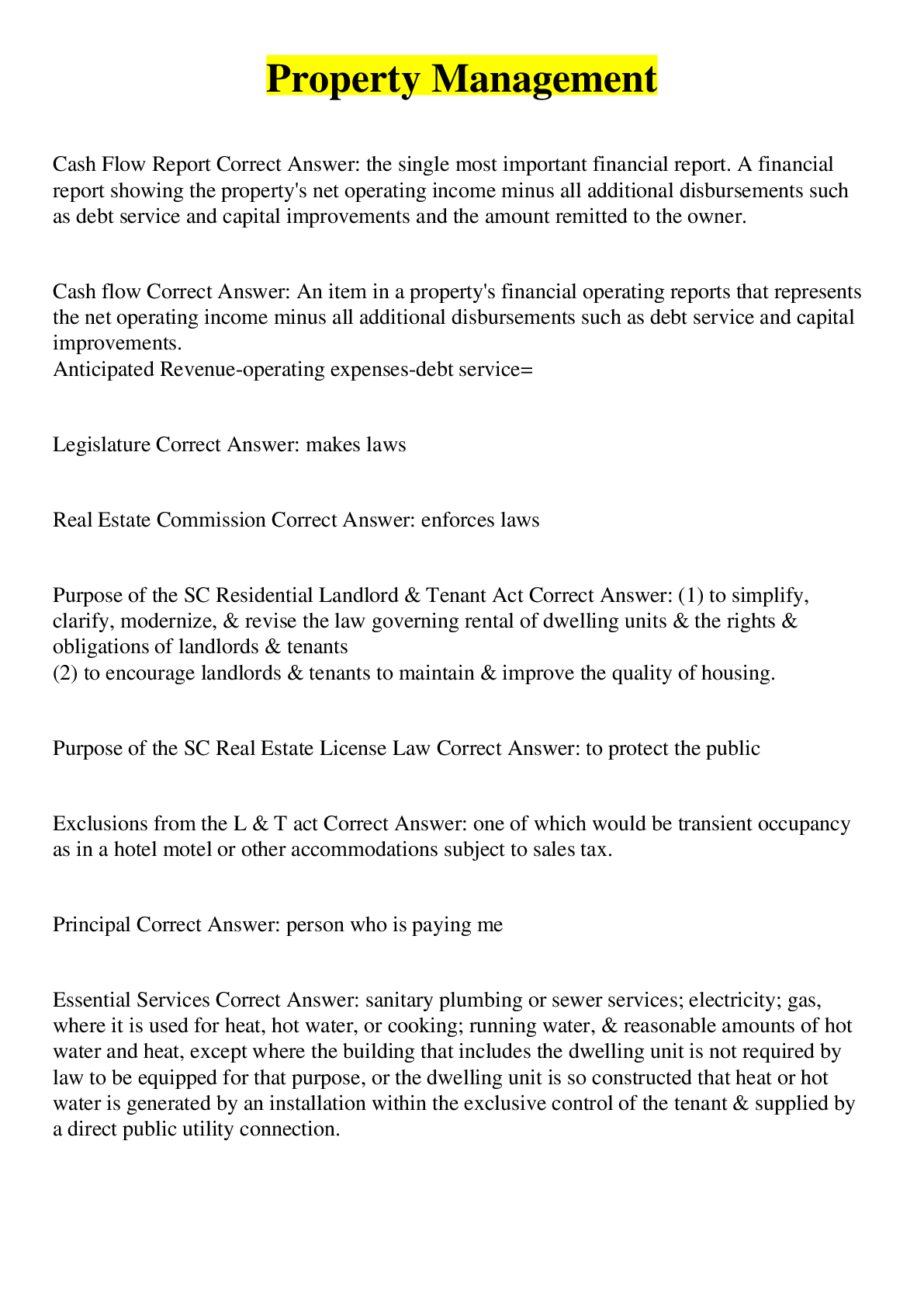 Preview image for Property Management - Exam 1 - Chapters 1-5 | 100% Correct Answers